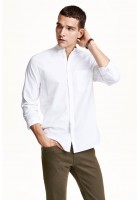 Áo Sơ Mi H&M Nam Collarless Trắng Tay Dài Phong Cách