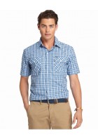 Áo Sơ Mi Tay Ngắn Nam IZOD Plaid Xanh Kẻ Ô Xách Tay