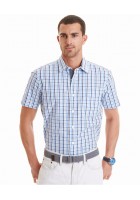 Áo Sơ Mi Nam Nautica Slim-Fit Plaid Tay Ngắn Xanh Hàng Hiệu