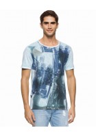 Áo Thun Nam Calvin Klein Jeans Cityscape Xanh Họa Tiết