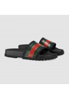 Dép Slide Gucci Nam Họa Tiết GG Quai Xanh Đỏ Đẹp