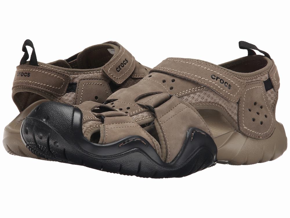 Giày sandal Crocs Swiftwater Leather Fisherman chính hãng