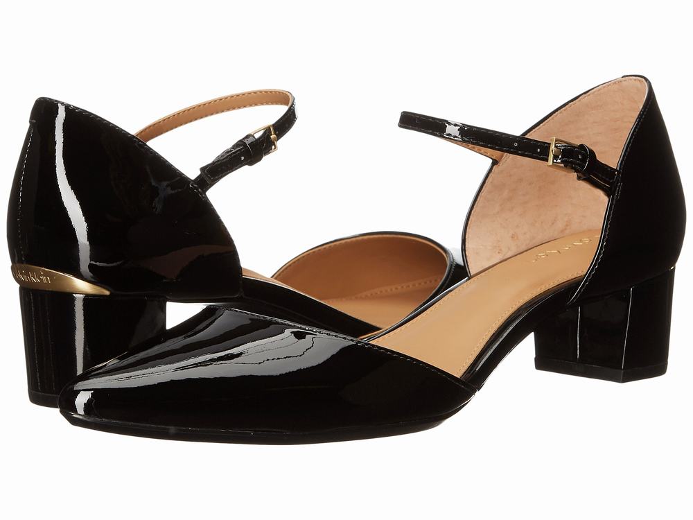 Giày Sandal Nữ Calvin Klein Georgie Gót Thấp Hàng Hiệu