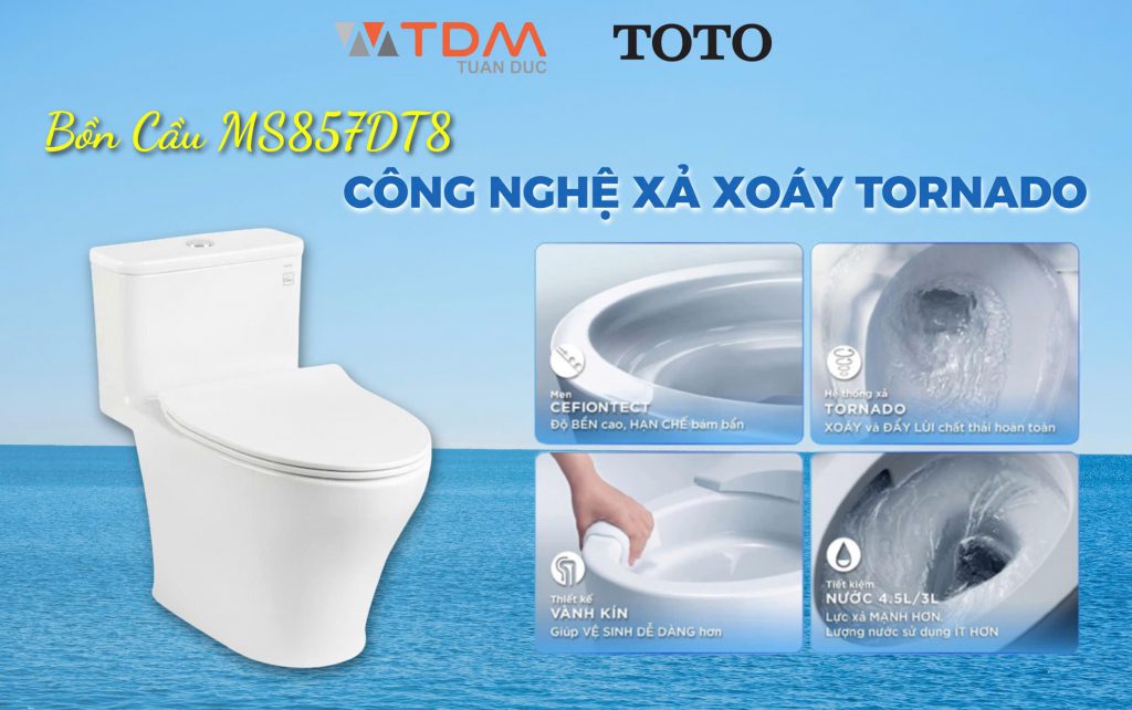 Công nghệ xả Tornado trên bồn cầu TOTO MS857DT8 – Khác gì so với kiểu xả truyền thống?